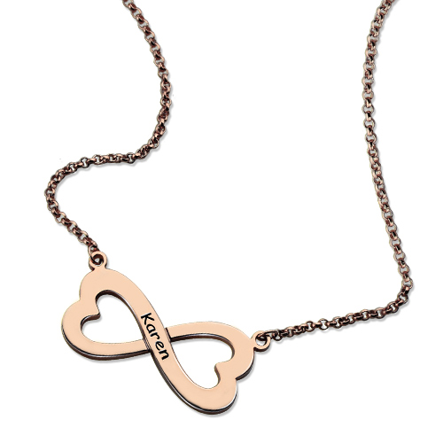 Infinity Heart-Shaped Necklace Rose Gold