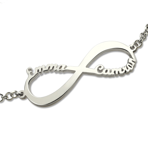 Personalized Infinity Two Names Bracelet Sterling Silver