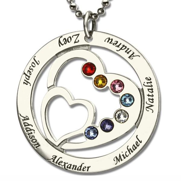 Moms Heart Necklace with Kids Names