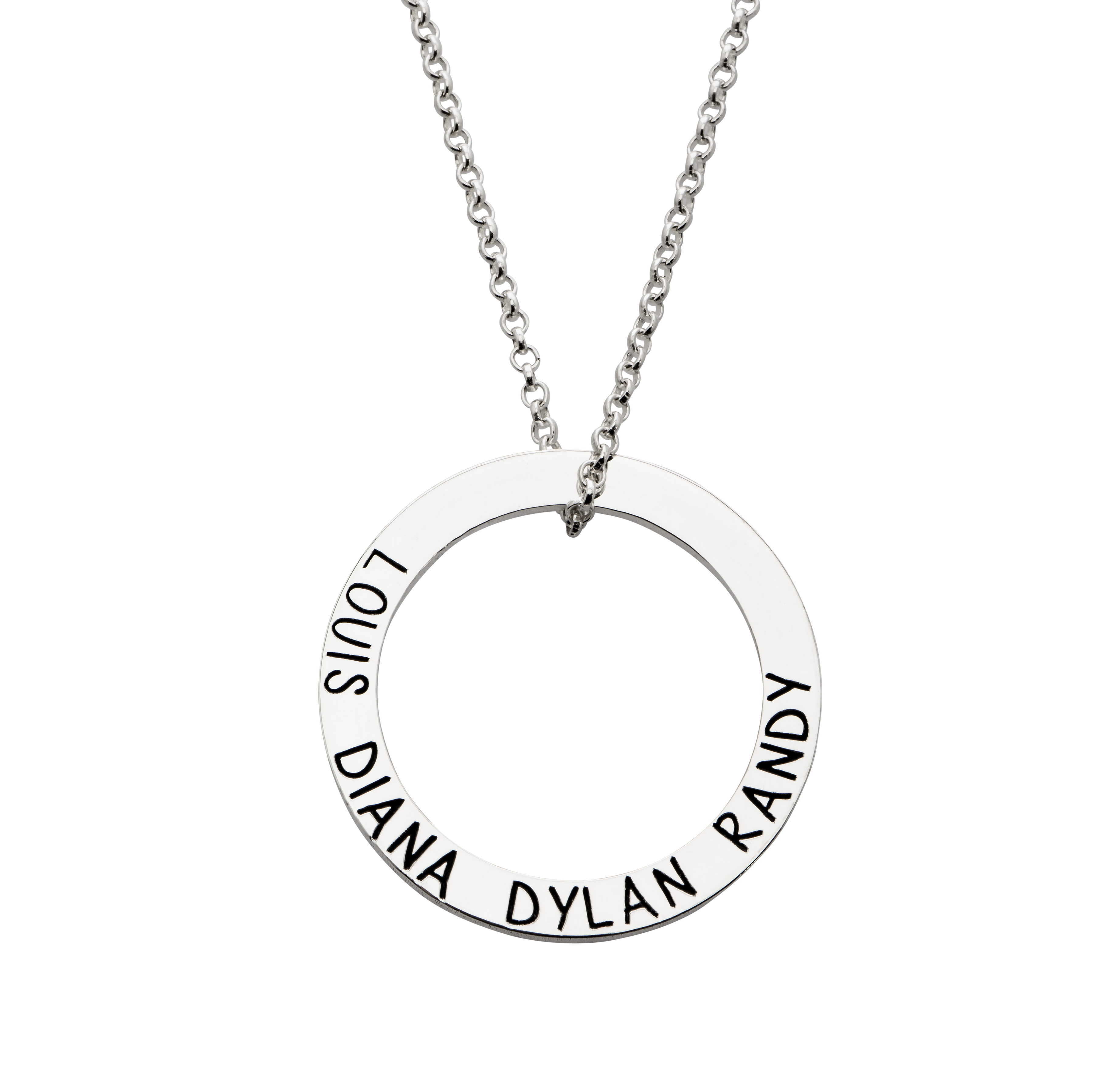 Engraved Hoop Family Necklace