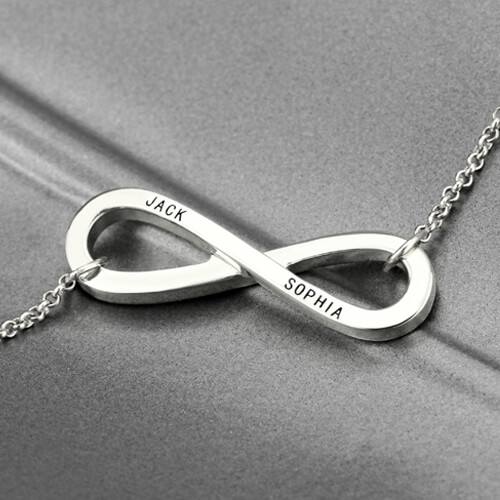 Engraved Infinity Symbol Necklace Sterling Silver