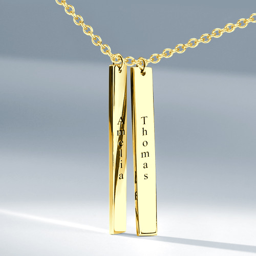 Engraved Bar Necklace 18k Gold Plated