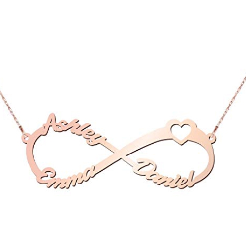 Infinity Necklace 3 Names - Rose Gold Plated