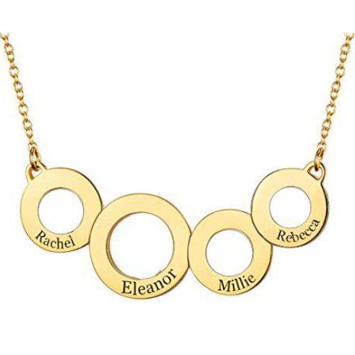 Engraved Circles Necklace 18k Gold Plated