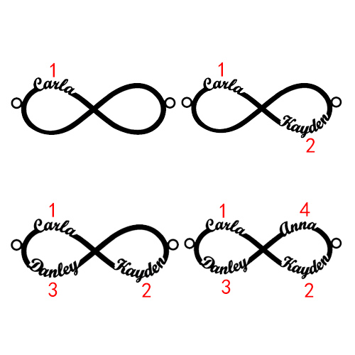 Personalized Moms Infinity Necklace - 4 Names