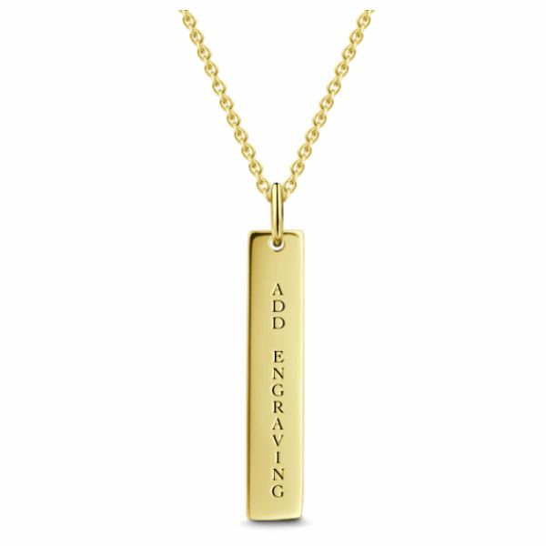 Engraved Name Bar Necklace Gold Plated