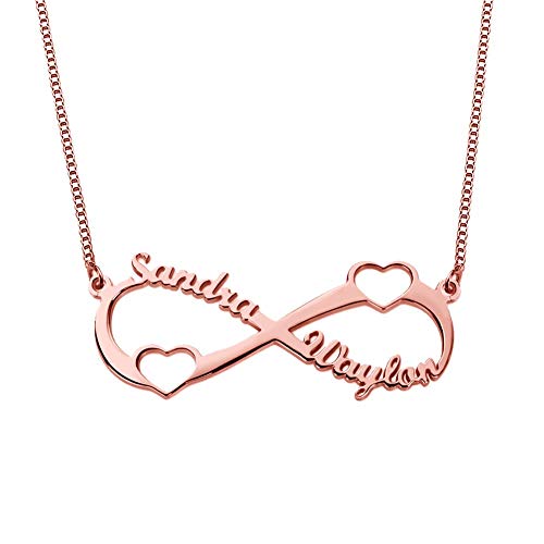 Double Heart Infinity Necklace In Rose Gold