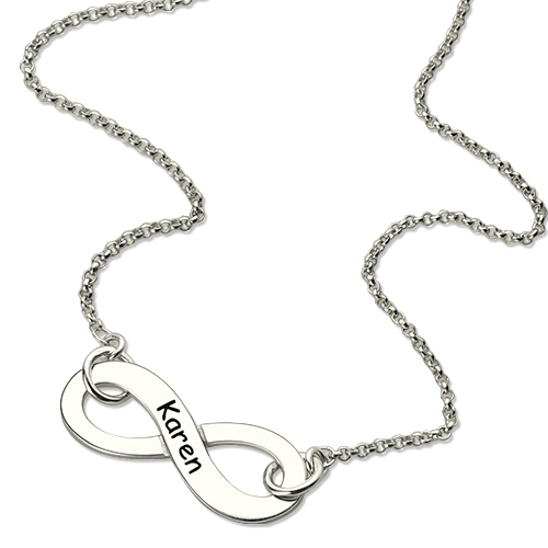 Engraved Infinity Name Necklace in Silver