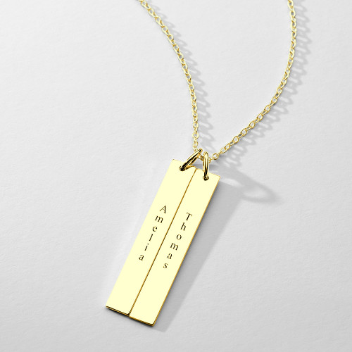 Engraved Bar Necklace 18k Gold Plated