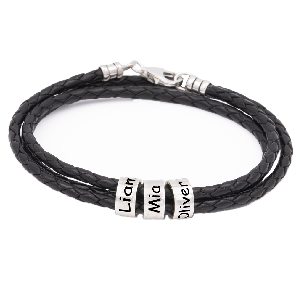 Men Braided Black Leather Bracelet4